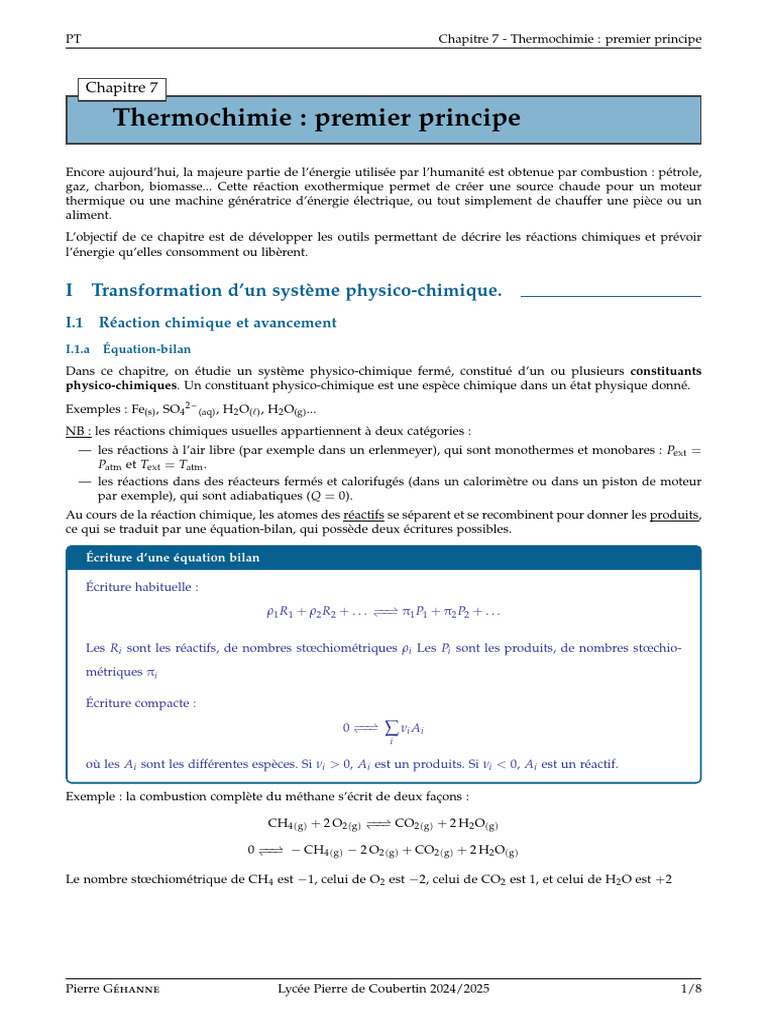 Thermochimie : Principes et Réactions | PDF | Réactions chimiques ...