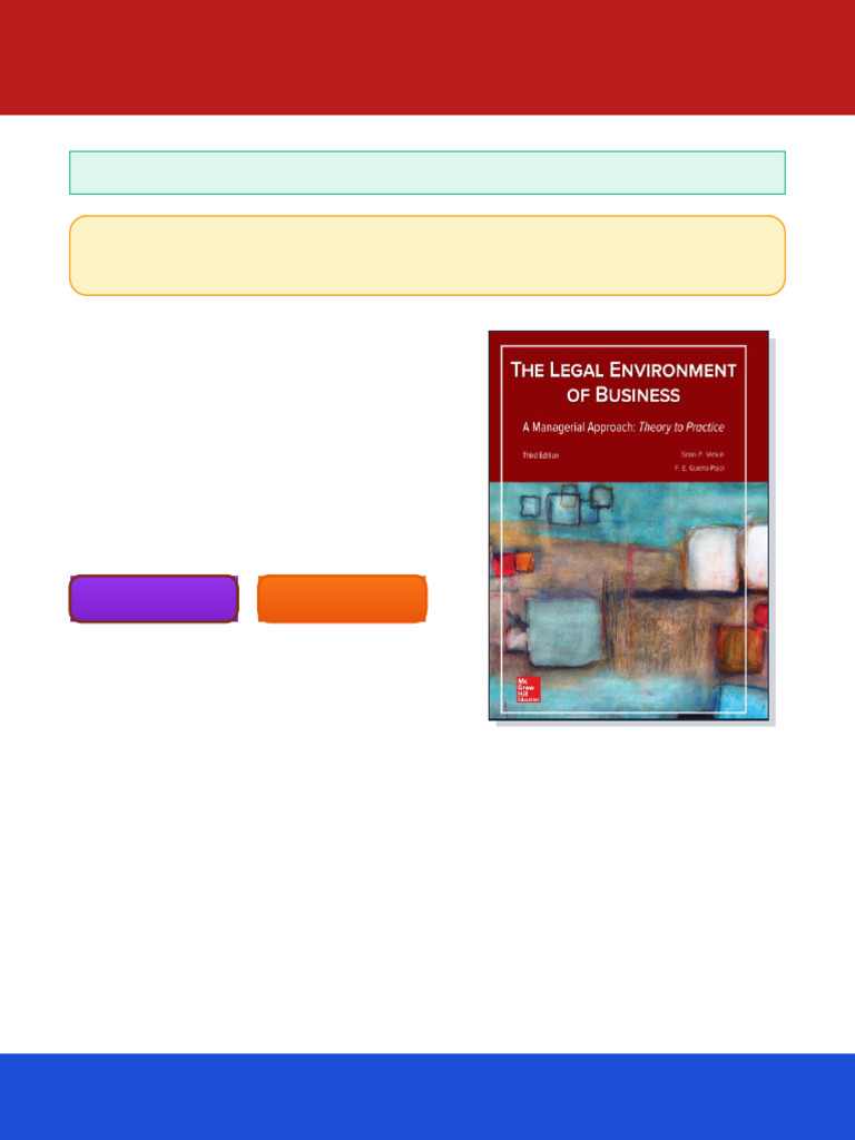 The Legal Environment of Business, a Managerial Approach: Theory to ...