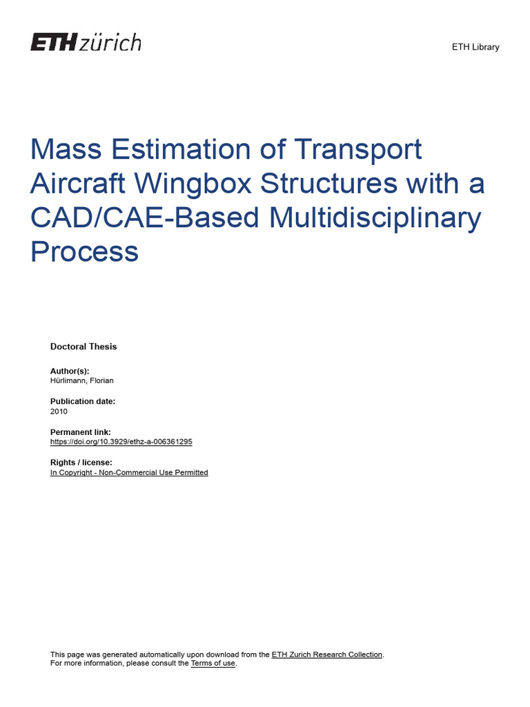 Mass Estimation of Aircraft Wingbox Structures | PDF | Finite Element ...