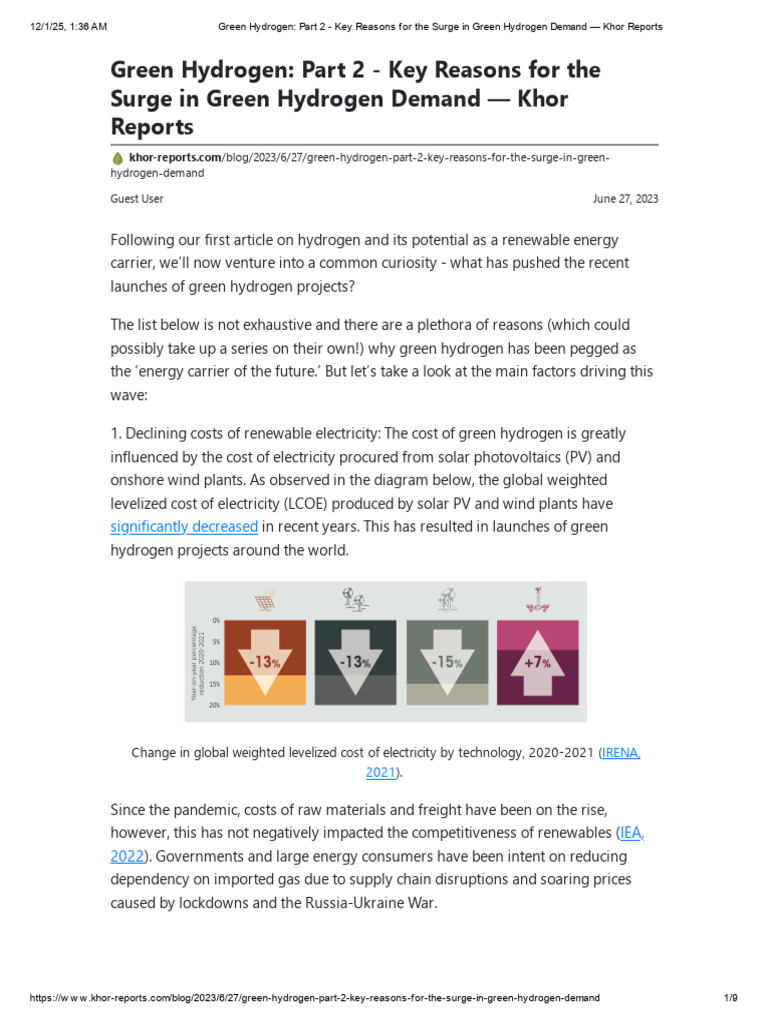 Surge in Green Hydrogen Demand Explained | PDF | Renewable Energy ...