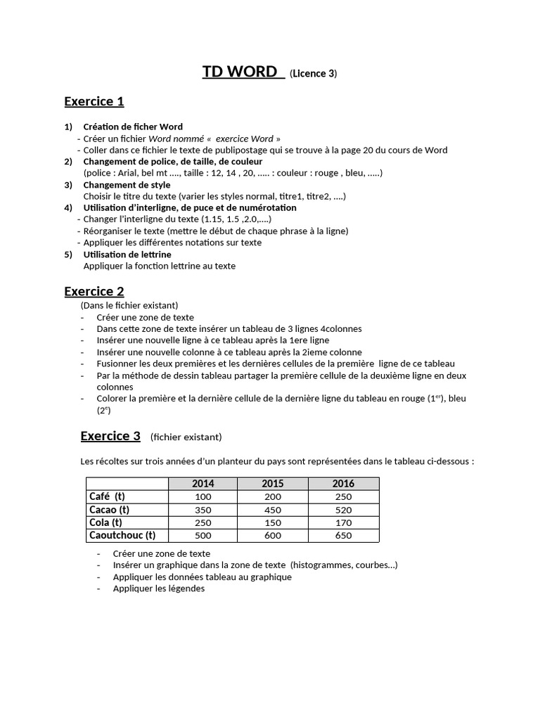 Exercices Pratiques sur Word | PDF