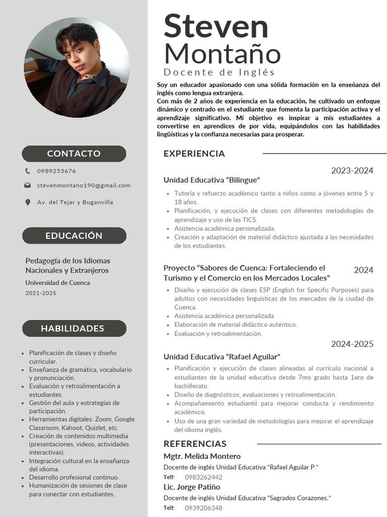 Steven Montaño CV | PDF | Enseñando | Evaluación