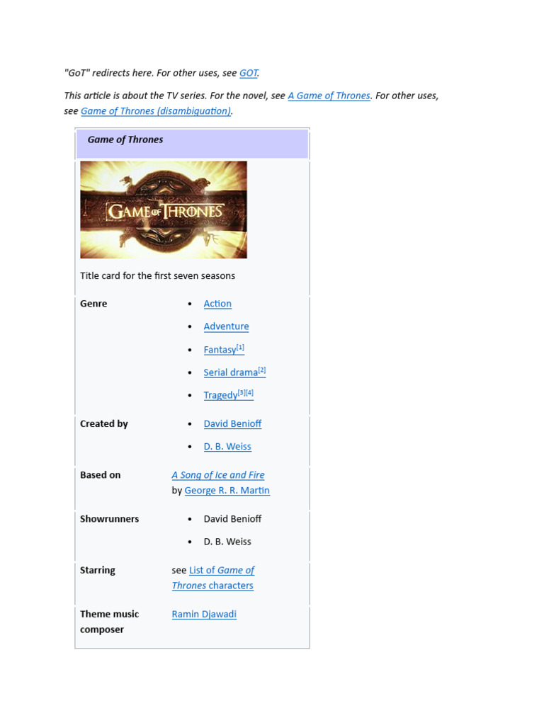 Got | PDF | Television Shows