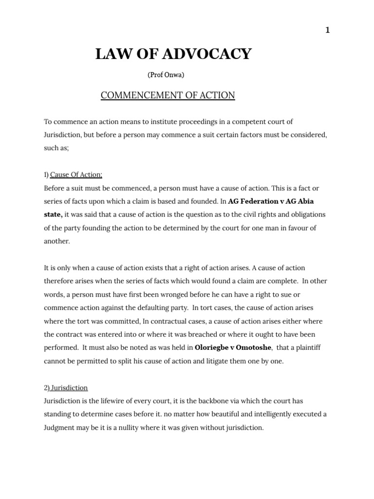 Commencing Legal Action: Key Factors | PDF | Lawsuit | Alternative ...