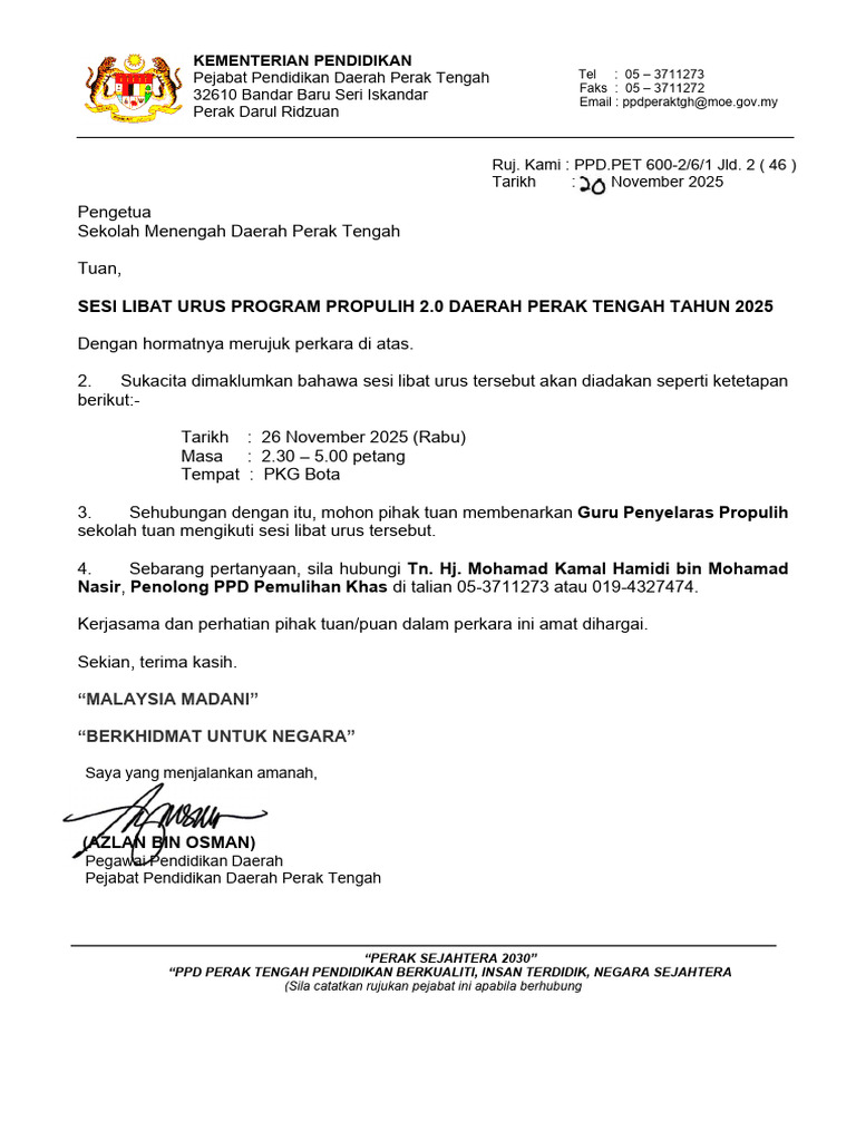 26 Nov 2025 Surat Slu Program Propulih 2.0 2025 | PDF