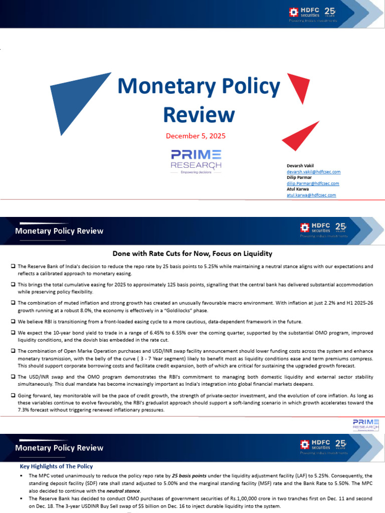 HSL Prime Research RBI Monetary Policy Review Dec 25 ...