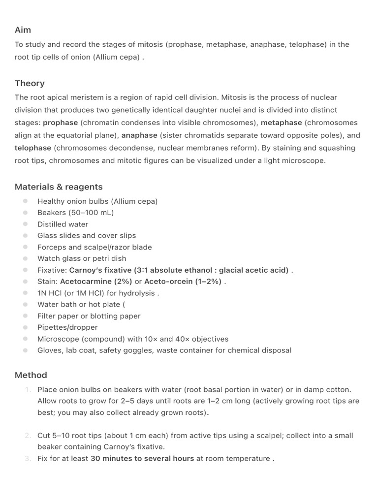 Aim | PDF | Mitosis | Cell Biology