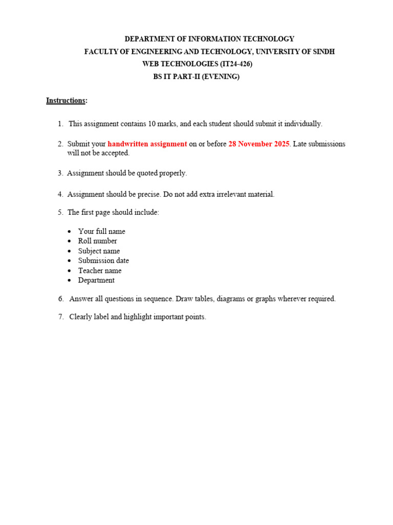 Web Technologies Assignment Guide | PDF