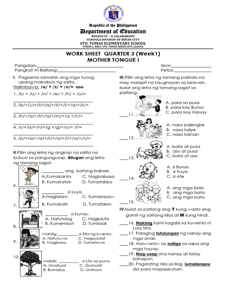 3rd QTR Worksheet (Week1) | PDF