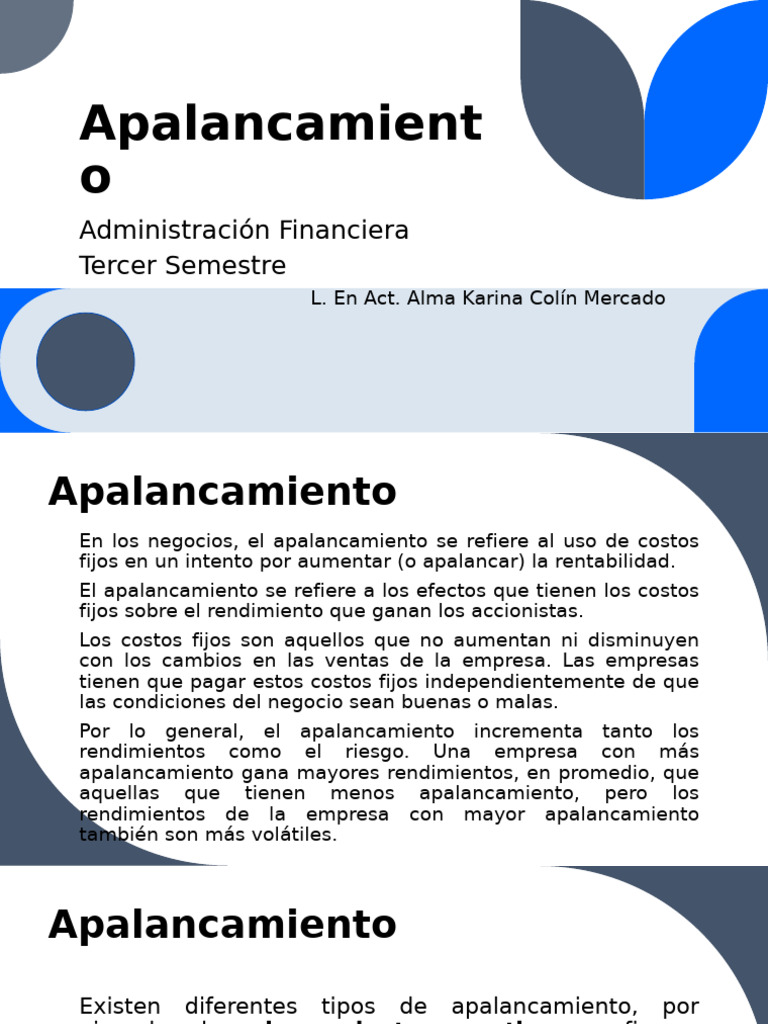 Apalancamiento en Finanzas Empresariales | PDF | Apalancamiento ...