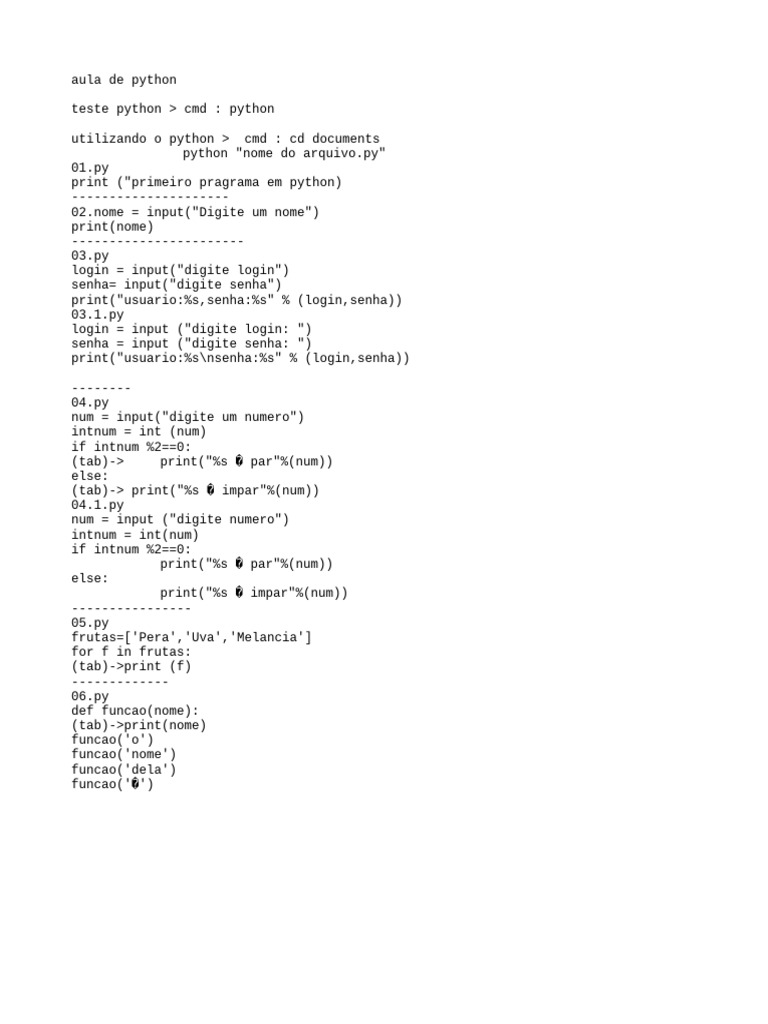 Aula de Python Leomario | PDF