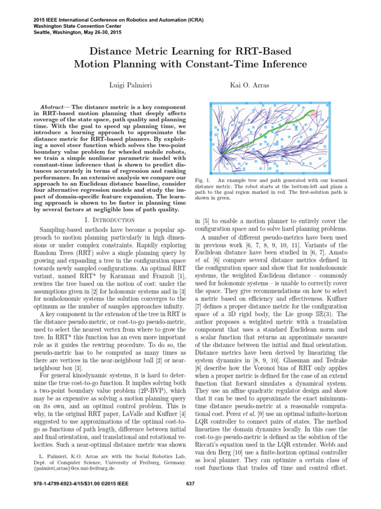 Distance Metric Learning for RRT Planning | PDF | Support Vector ...