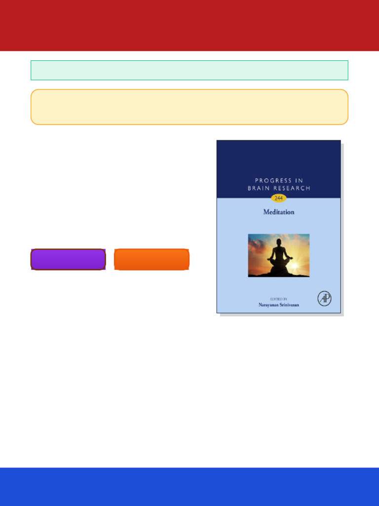 Meditation Volume 244 Progress in Brain Research Narayanan Srinivasan ebook  official pdf version | PDF | Meditation | Consciousness