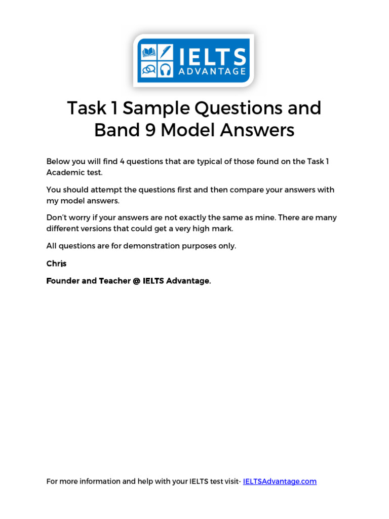 IELTS Task 1 Sample Questions & Answers | PDF