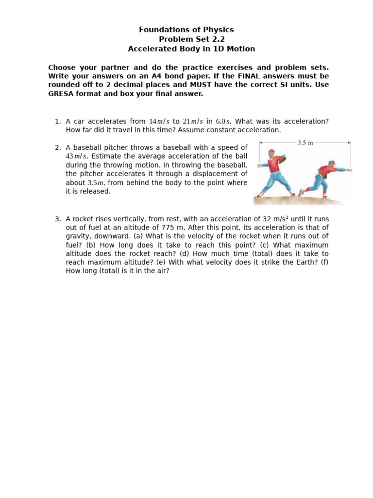 ProbSet 2.2 1dmotion | PDF