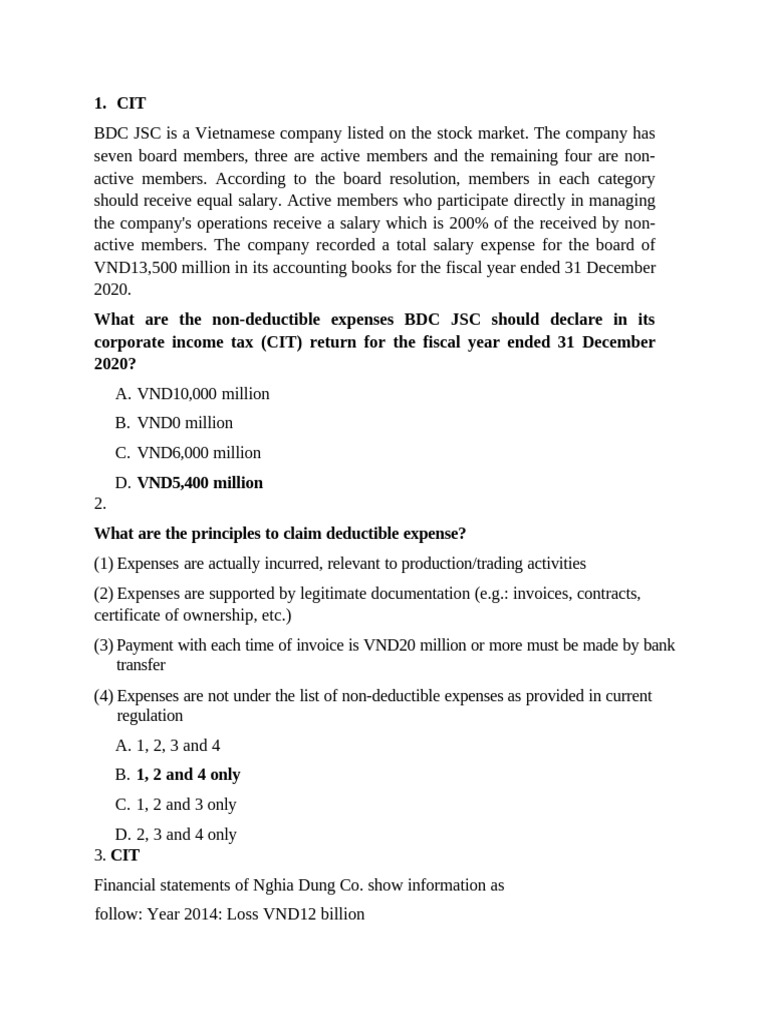 Test_bfib | PDF | Expense | Taxes