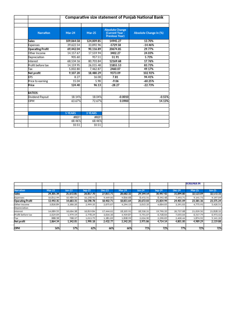 Punjab National Bank Size Comparison Report | PDF | Equity (Finance ...