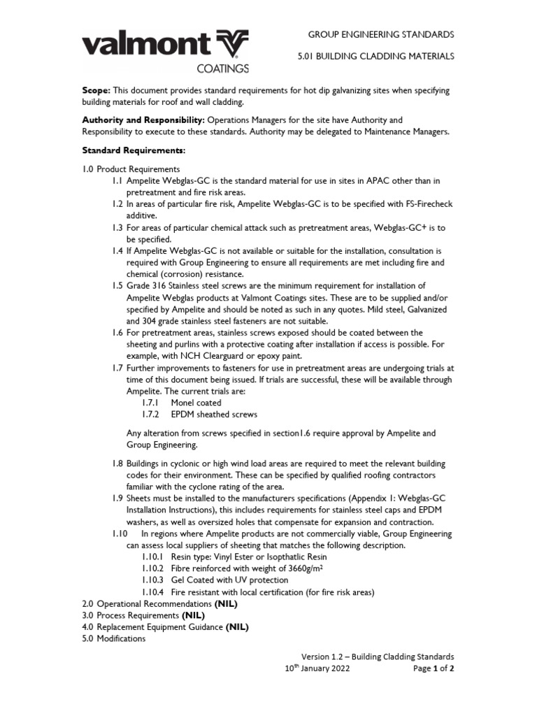 Building Cladding Standards Overview | PDF | Stainless Steel | Roof