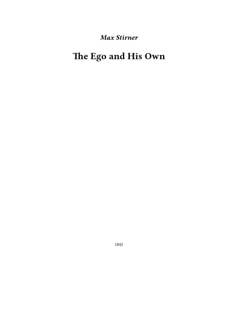 Max Stirner the Ego and His Own 복사본 | PDF | Modern Philosophy ...