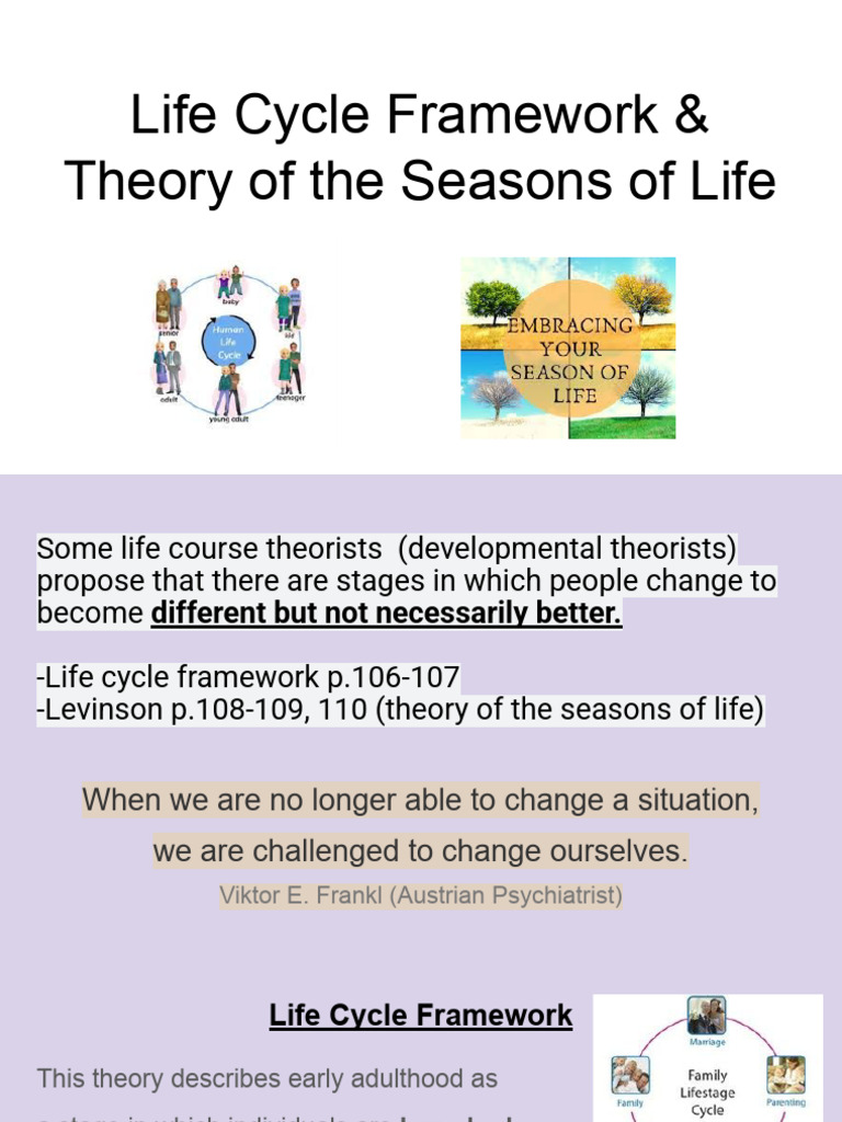 Life Cycle Framework & Seasons of Life | PDF | Interpersonal ...