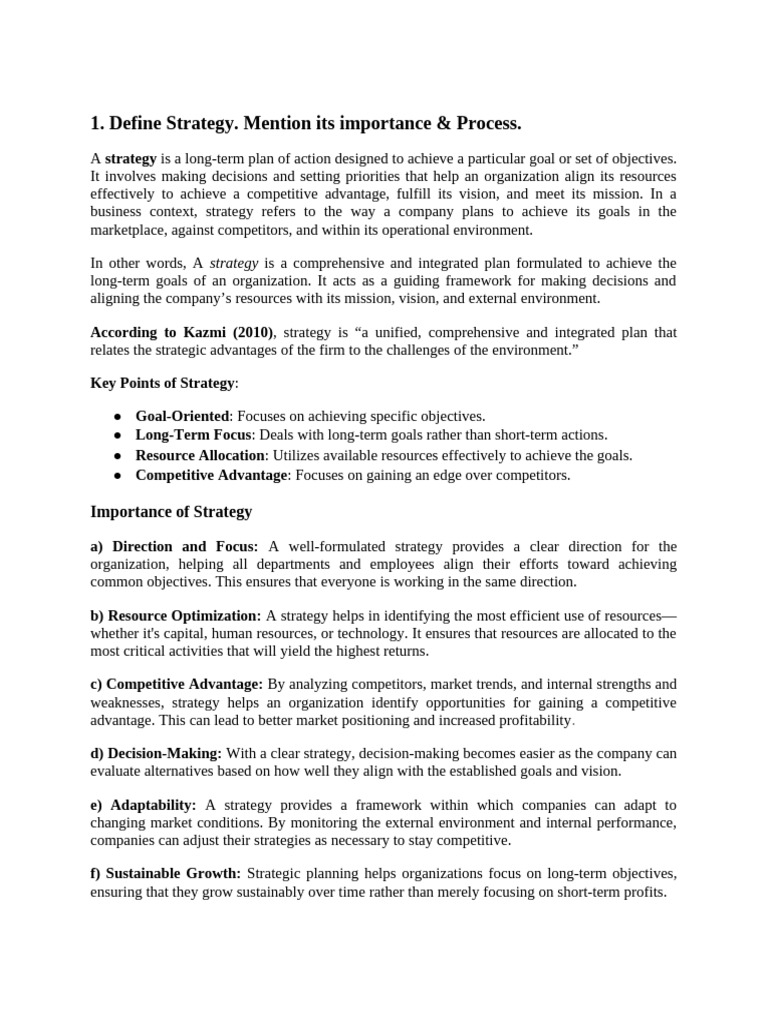 Understanding Strategy and Its Importance | PDF | Strategic Management ...