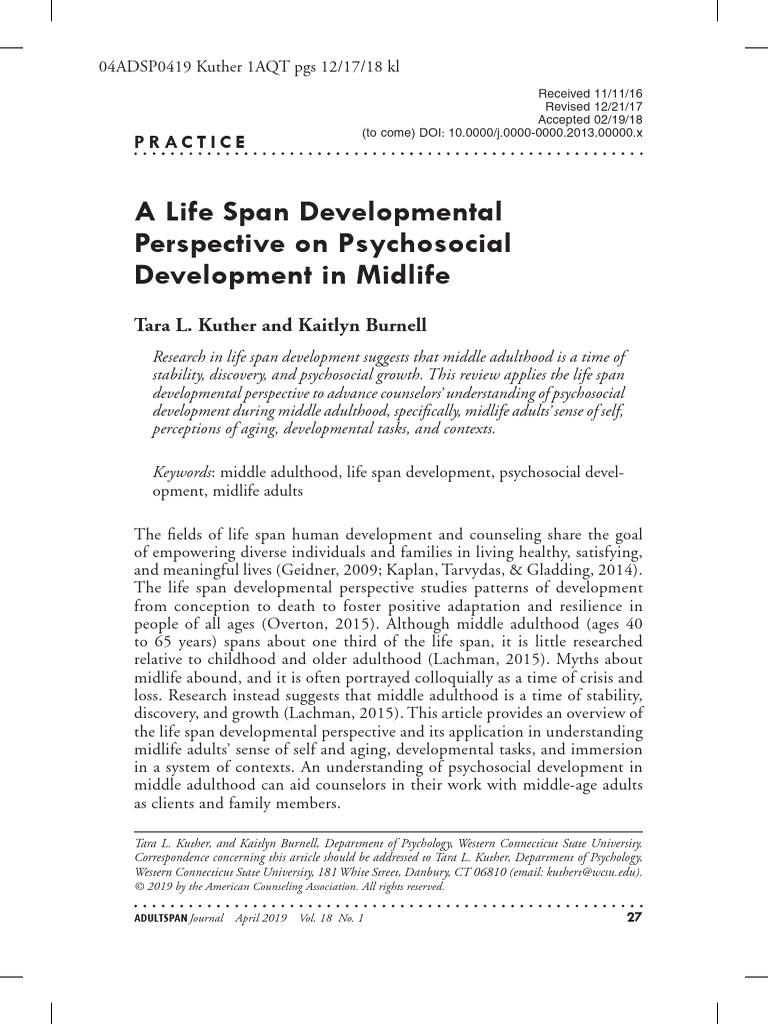 Psychosocial Development in Midlife | PDF | Identity (Social Science ...
