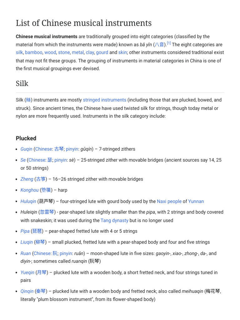 Chinese Musical Instruments Overview | PDF | Chordophones | String ...
