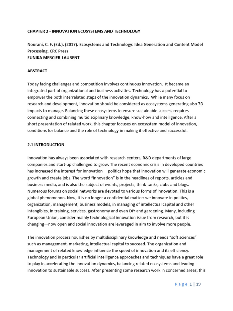 Innovation Ecosystems and Technology Insights | PDF | Innovation ...