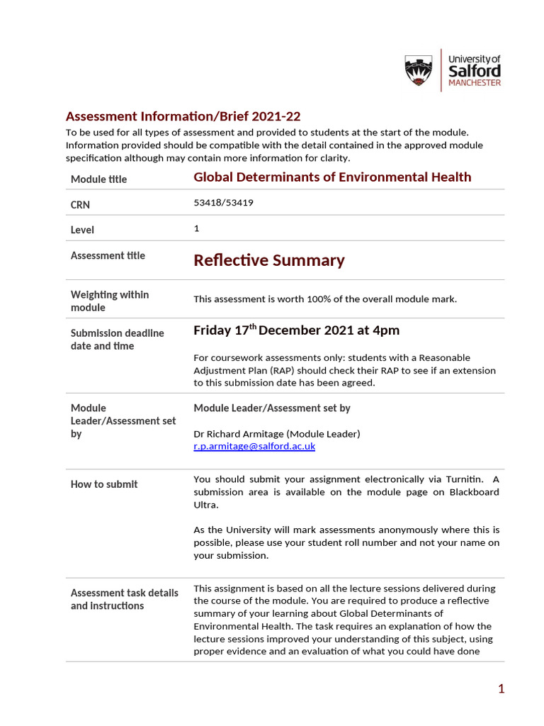 3246-GDEH_Assessment Brief Form 2020-21_Assignment (3) | PDF | Learning ...