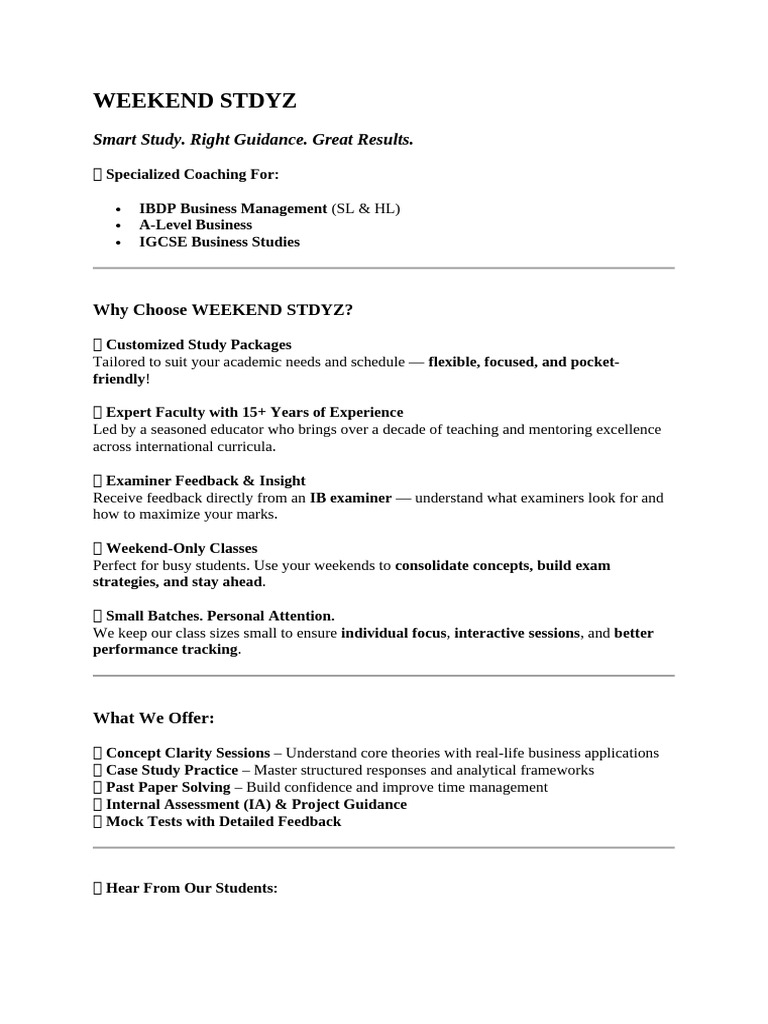 Weekend Stdyz - Ad | PDF