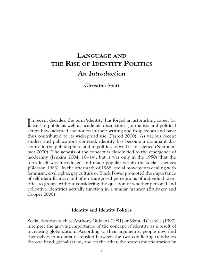 Identity Politics and Language Dynamics | PDF | Identity (Social ...