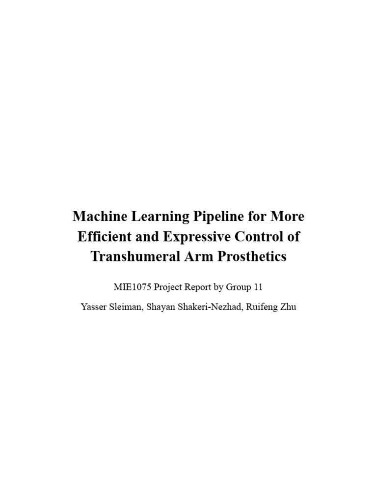 Machine Learning for Transhumeral Prosthetics | PDF | Prosthesis | Lidar