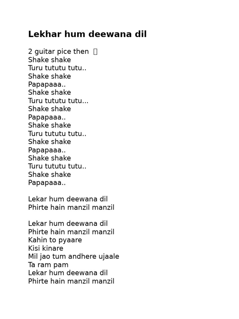 Lekhar Hum Deewana Dil | PDF