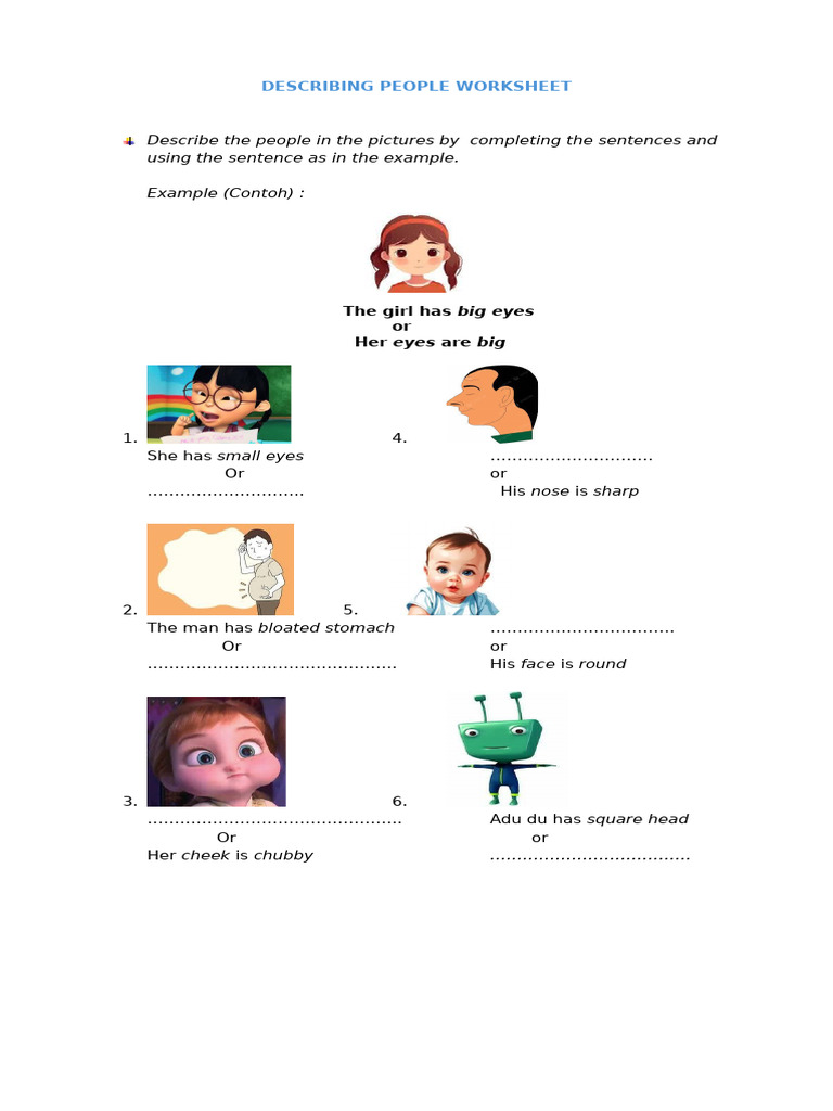 Describing People Worksheet | PDF