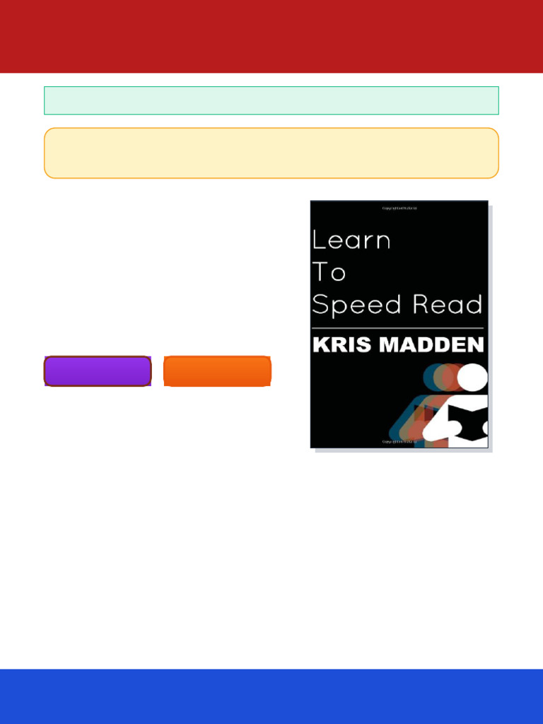 Learn To Speed Read The Official Kris Madden Workbook 1st Edition Kris ...
