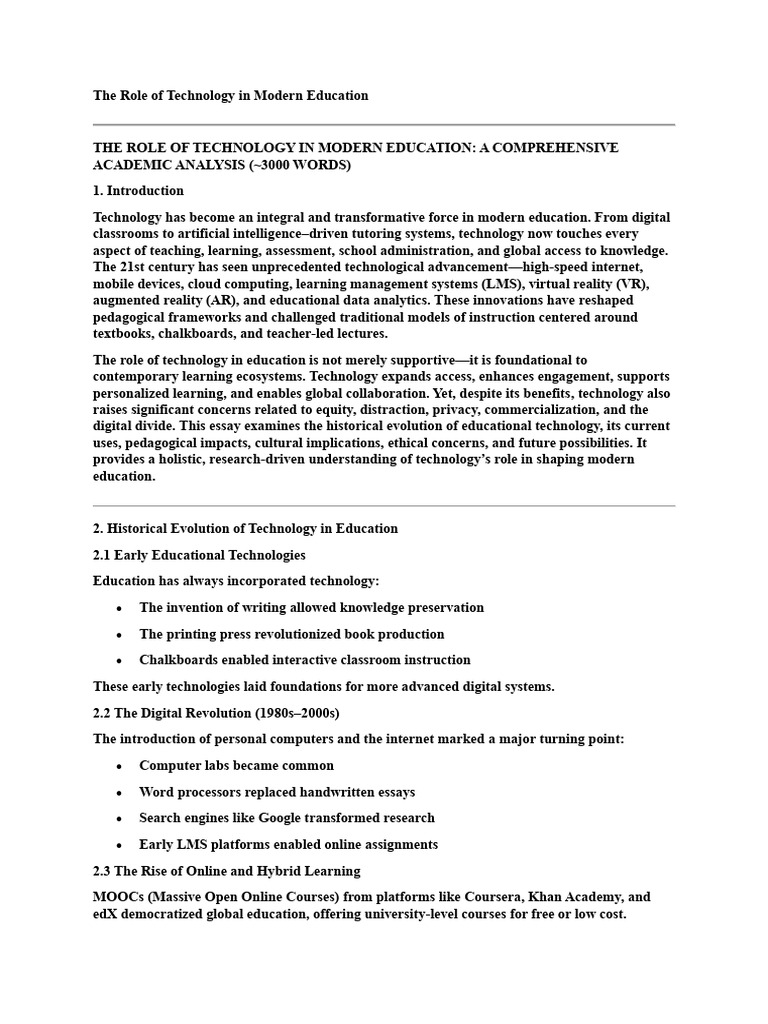 Technology's Impact on Modern Education | PDF | Educational Technology ...