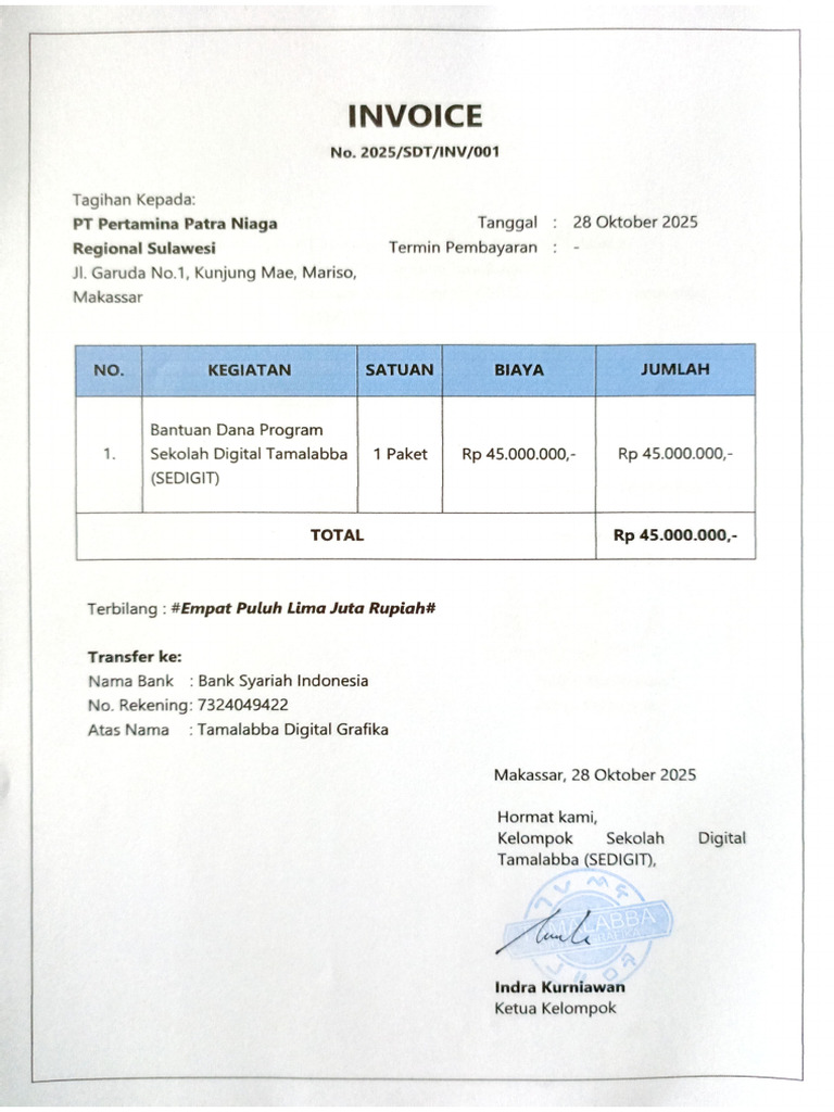 Invoice Dan Kwitansi Sedigit 2025 | PDF