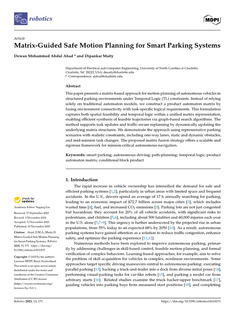 Matrix-Based Motion Planning for Parking | PDF | First Order Logic ...