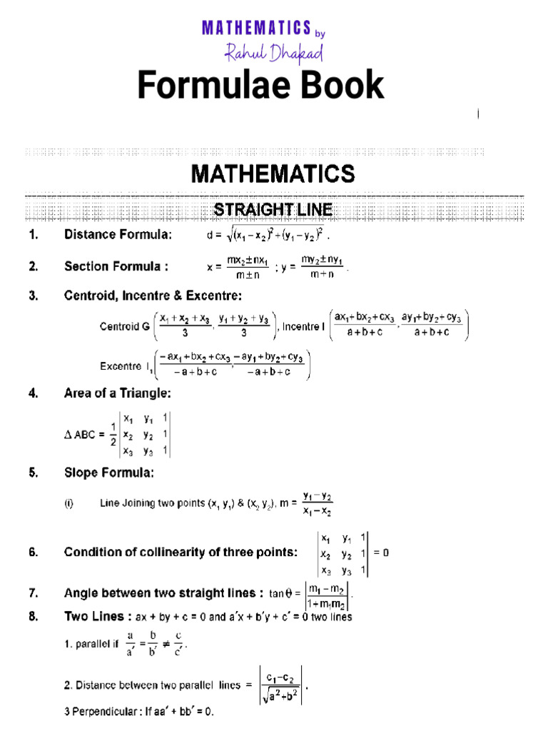 Math Formula Sheet | PDF