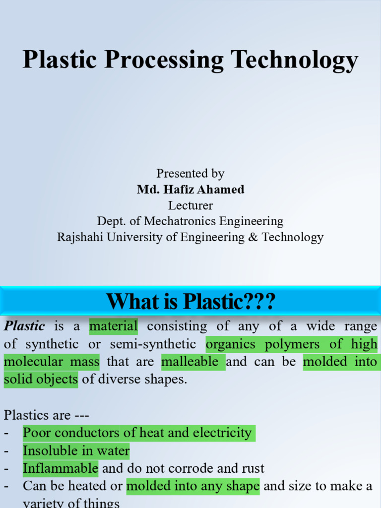 Overview of Plastic Processing Techniques | PDF | Extrusion | Plastic