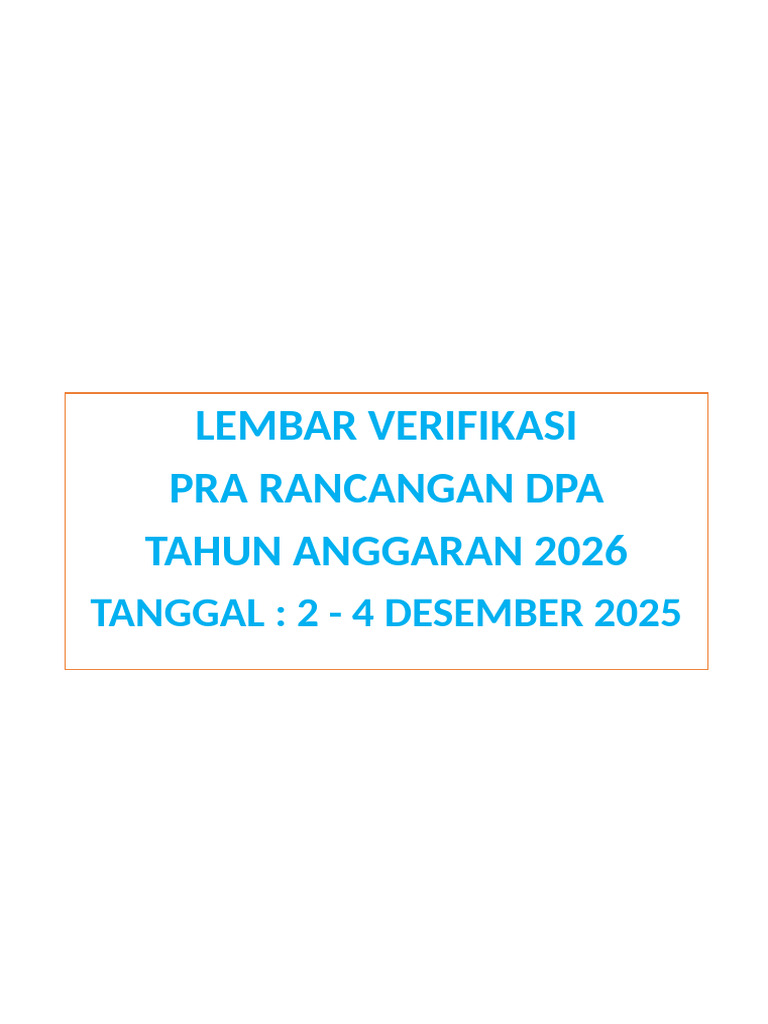 Verifikasi DPA 2026: Lembar Cek OPD | PDF