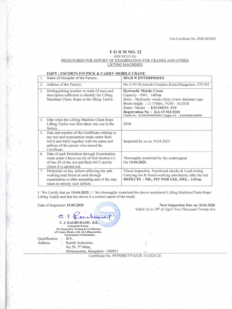 Fitness - Form 32 - KA 19 MJ 9201 - 25-26 | PDF