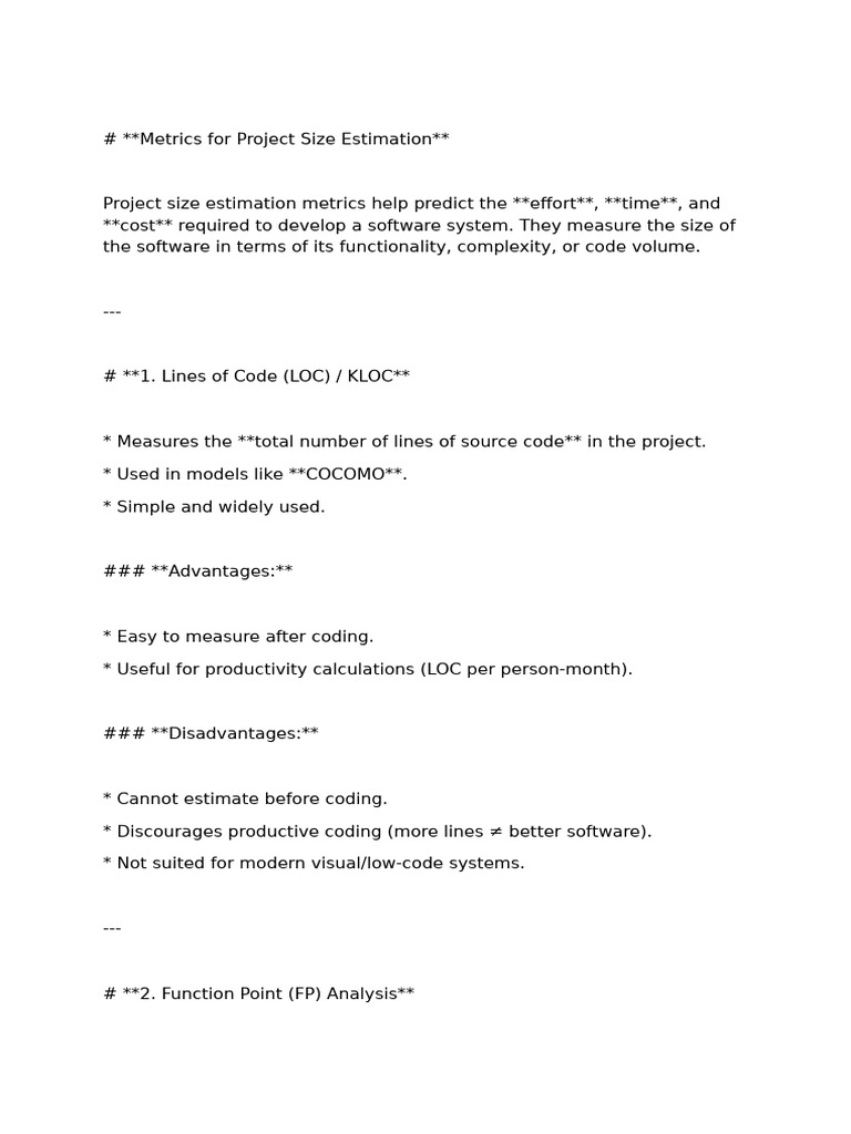 this is consists of Metrics for Project Size Estimation | PDF ...