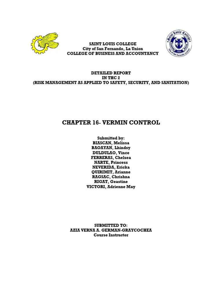 Vermin Control Guidelines for Sanitation | PDF | Pest Control ...