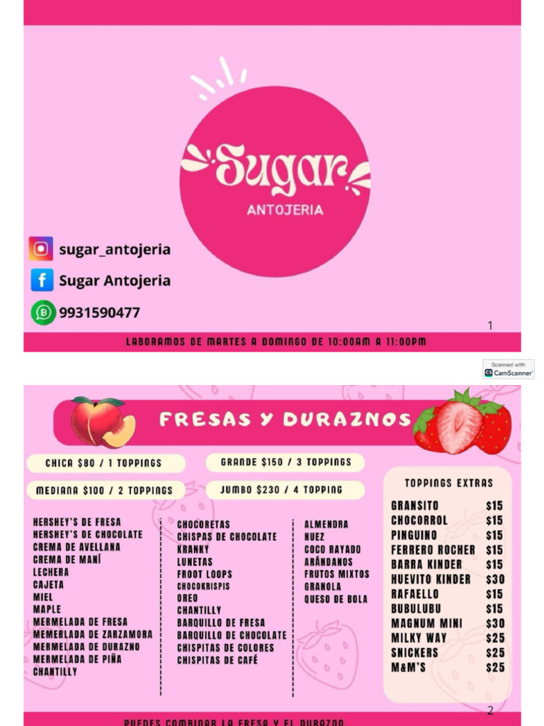 Menú Sugar | PDF