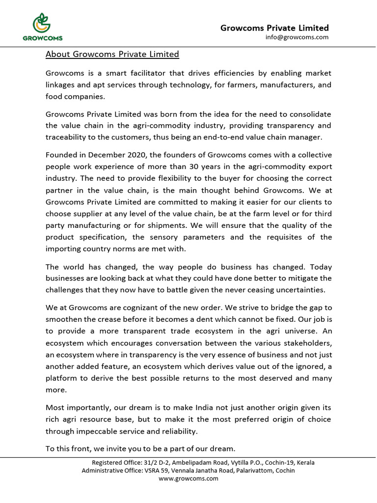 Growcoms Private Limited: Business Development Role | PDF | Business ...