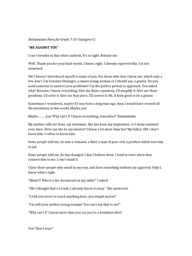 Declamation Piece: 