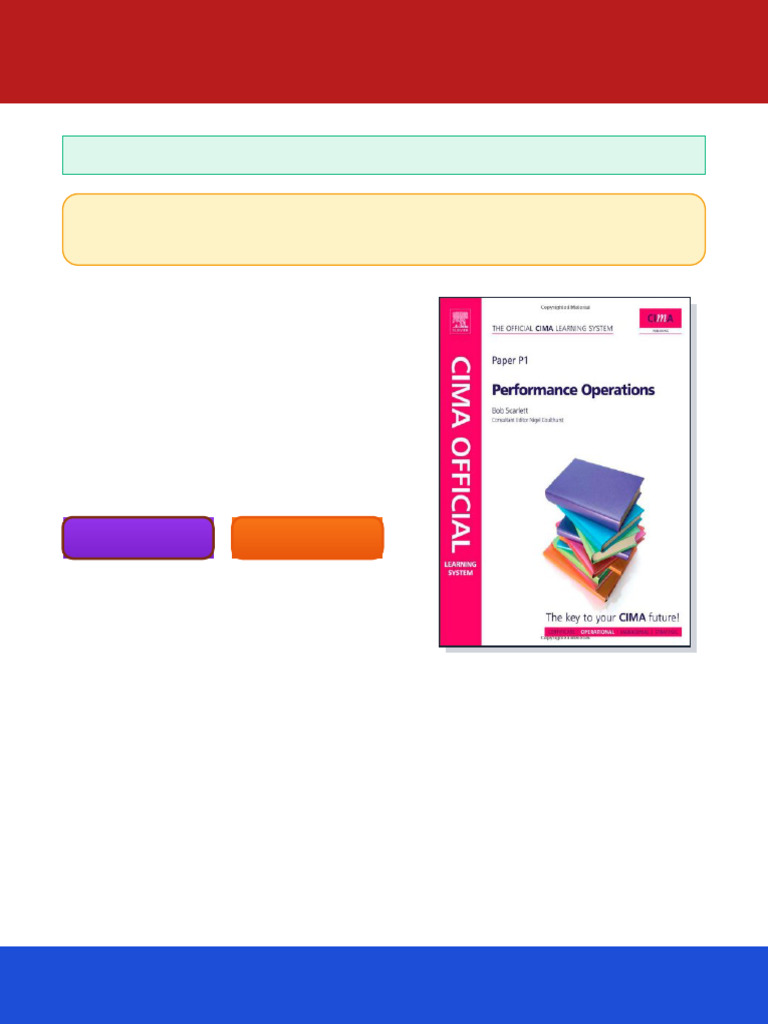 CIMA Official Learning System Performance Operations Sixth Edition ...