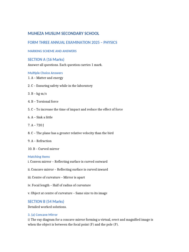 Physics Exam Marking Scheme 2025 | PDF | Physical Phenomena | Physical ...