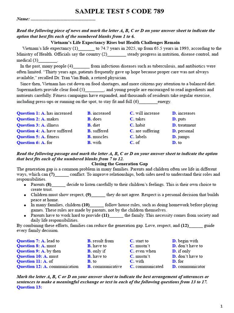 SAMPLE TEST 5 PHOTO | PDF | Infection | Microorganism